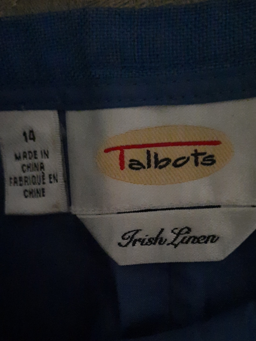 Talbots Blue Irish Linen Shirt with Branded Label